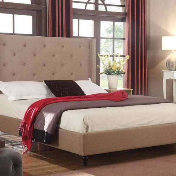 Tall Headboard Platform Bed with Slats Queen