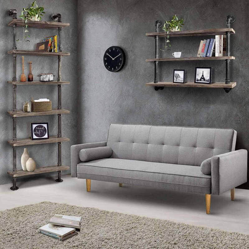 Industrial 6-Tiers Modern Ladder Shelf Bookcase, Wood Storage Shelf