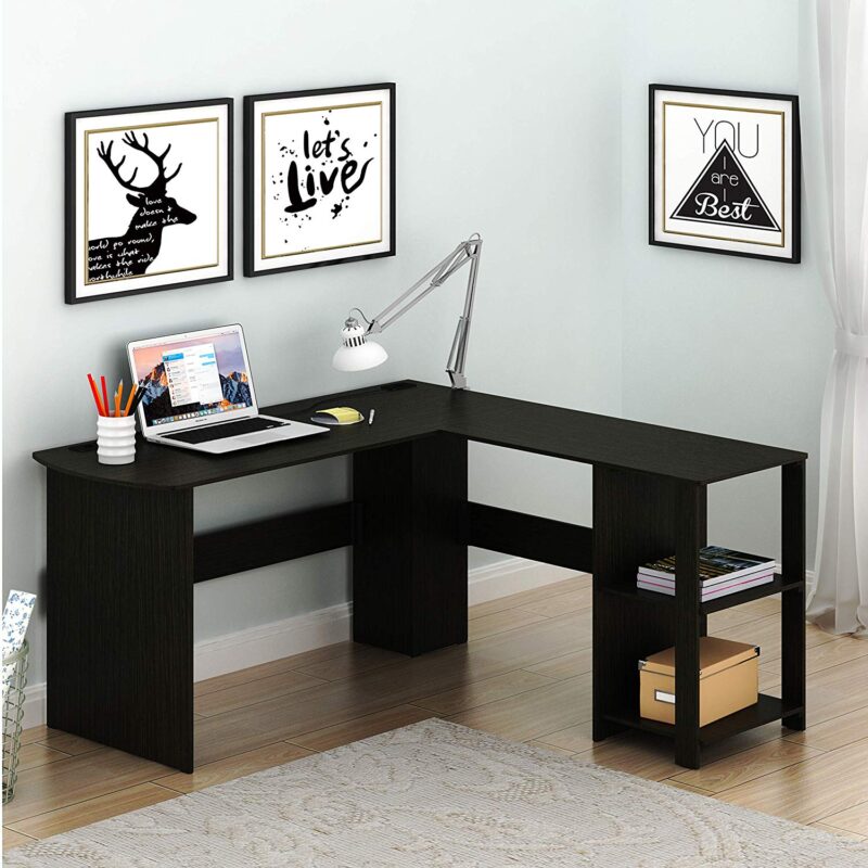 SHW L-Shaped Home Office Wood Corner Desk